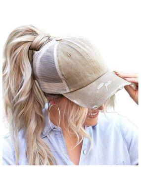 Womens Ponytail Baseball Cap Messy Bun Adjustable Dad Hat Camouflage Trucker